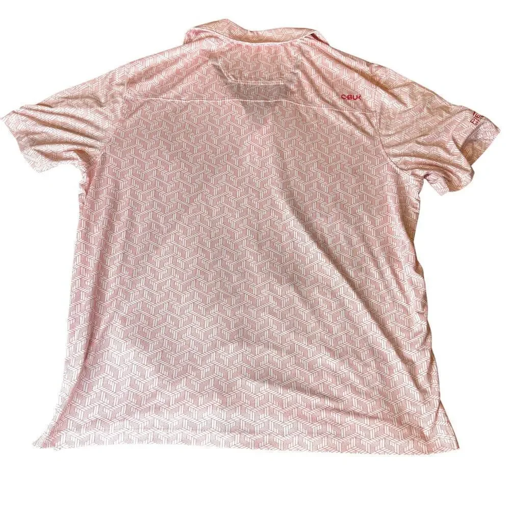 Cutter & Buck CBUX Mens XL Golf Polo Pink Geometric Performance Moisture Wick